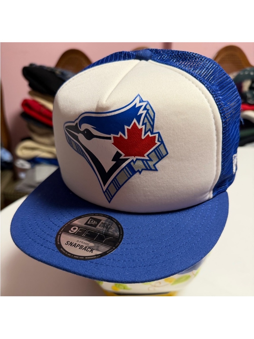 New Era Blue & White Toronto Blue Jays Trucker Snapback Hat
